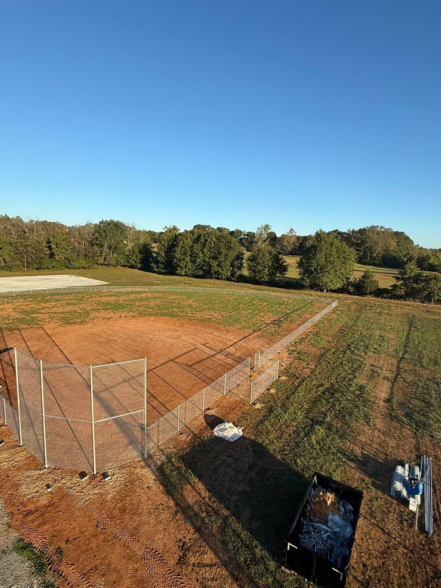 Commercial chain-link baseball field backstop fencing in Northern Alabama